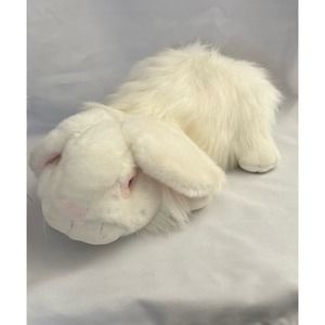 Vintage Chrisha Playful Plush Giant rabbit white bunny 17" 1988 Pink eyes